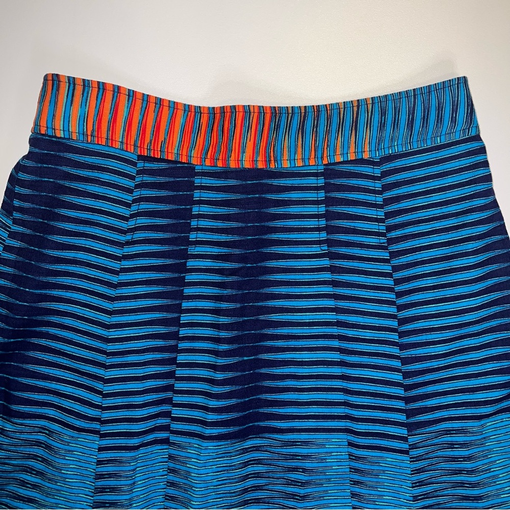 Plenty By Tracy Reese Blue and Orange A-Line Pleated Skirt Sz 4 - Picture 3 of 12